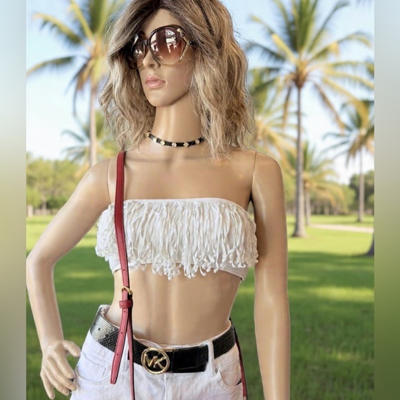 Victoria's Secret Tops - Victoria Secret White Fringe Bikini Top in size X-Small